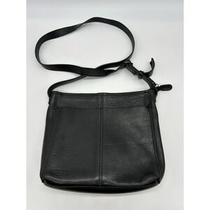 Duluth Trading Co Lifetime Leather Sling Crossbody Bag Black Pebbled Purse